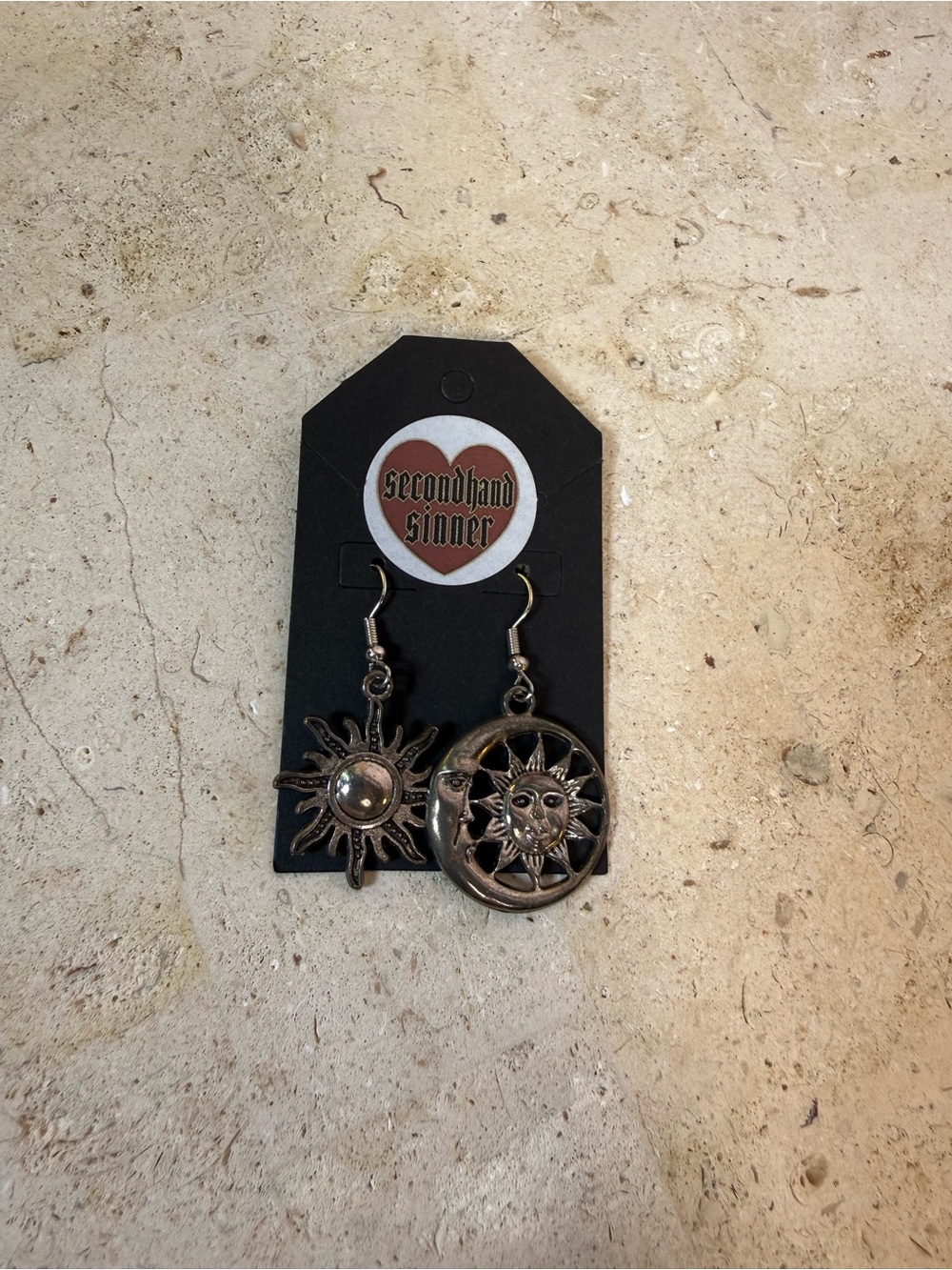 Celestial Sun & Moon Mismatched Drop Earrings